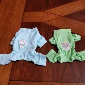Blue and green dog pj's very small  xxs